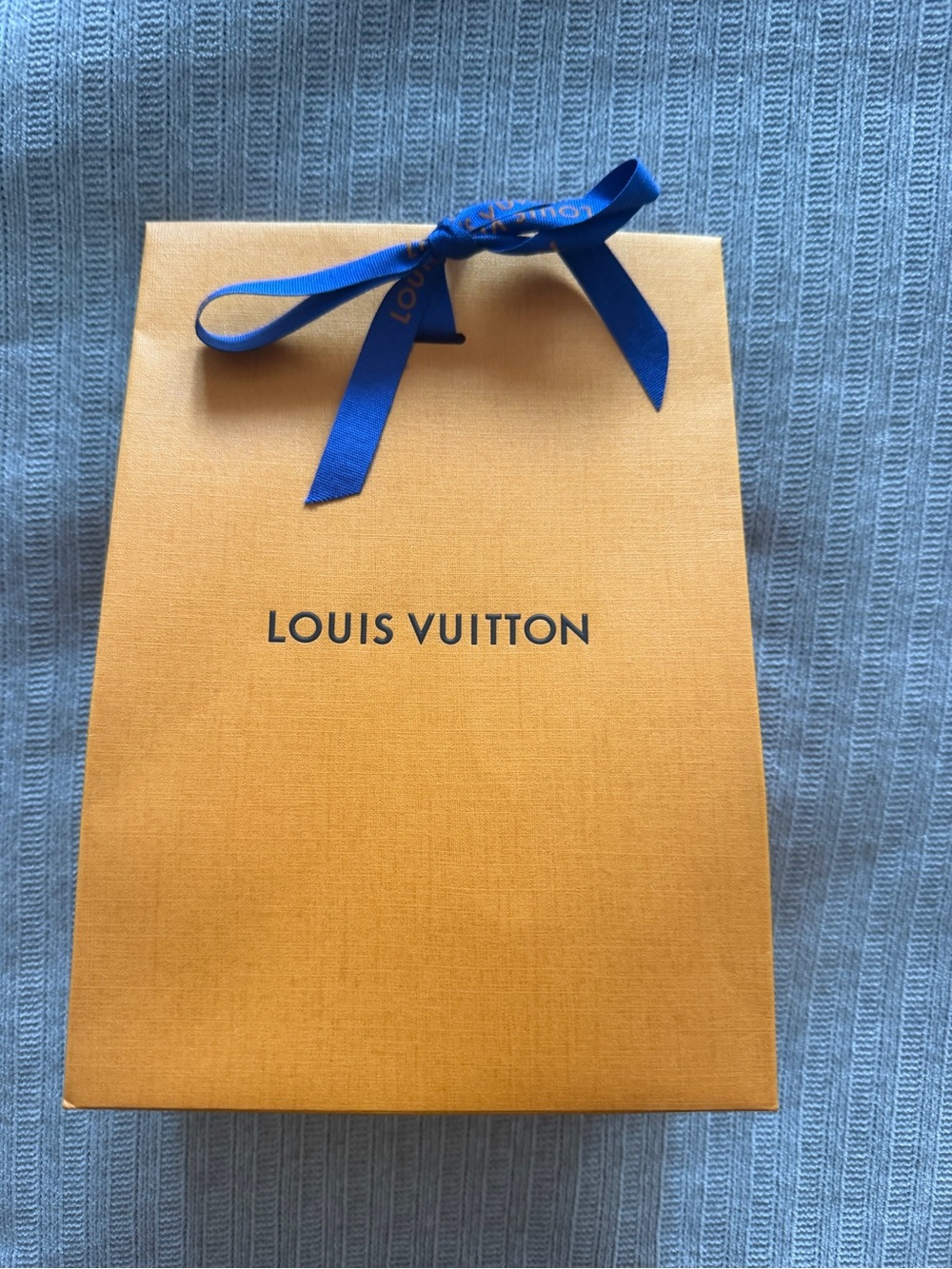 Louis Vuitton Orange Gift Bag with Blue Ribbon new